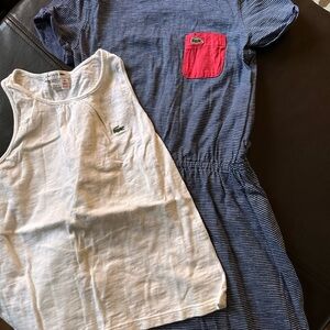 Lacoste Blue Striped Dress with Red Pocket and White Tank kids size 8